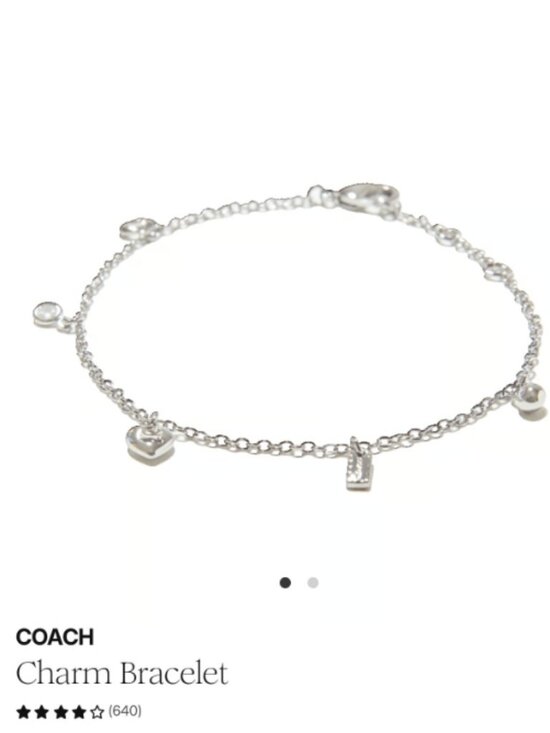 Coach Jewelry - Coach Silver Plated Adjustable Clasp Charm Bracelet NWT